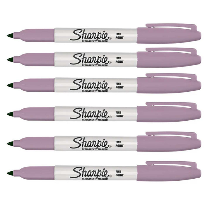 Sharpie Purple Flourite Fine Permanent Markers 6 Count - PensAndPencils.Net