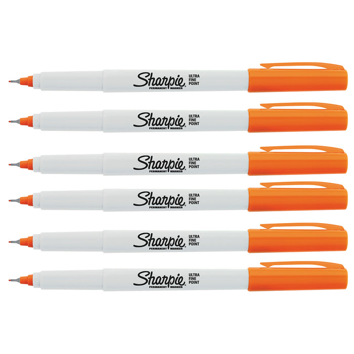 Sharpie Ultra Fine Orange Markers, Pack Of 6  Sharpie Markers
