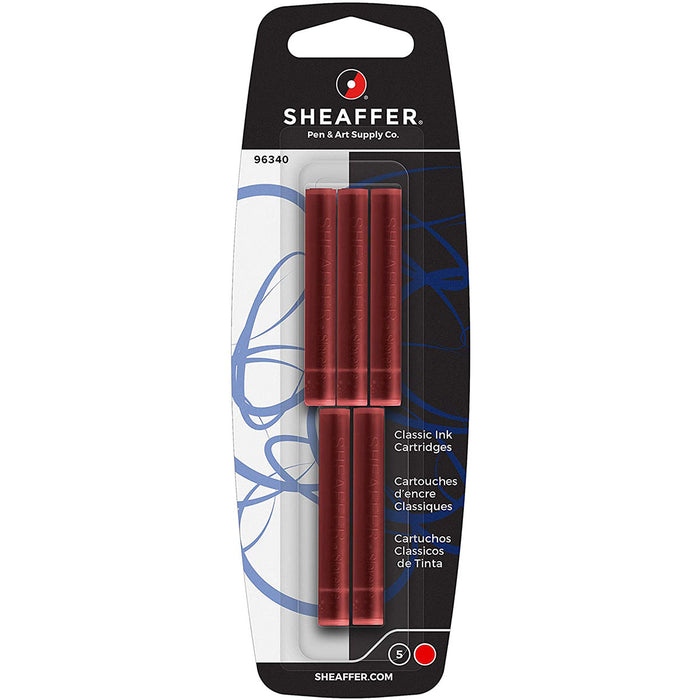 Sheaffer Red Ink Fountain Pen Ink Cartridges Pack of 5  Sheaffer Fountain Pen Ink Cartridges