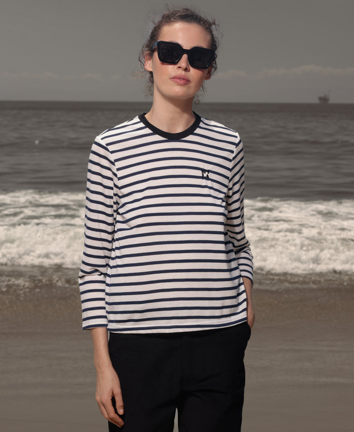 SRF LA Drake Tee - White & Blue Stripes