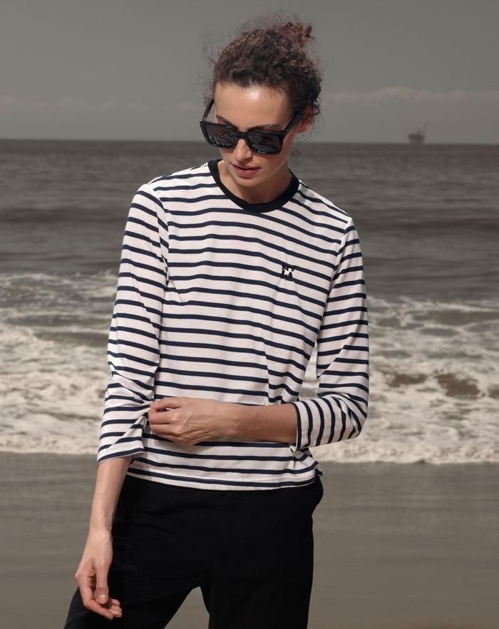 SRF LA Drake Tee - White & Blue Stripes