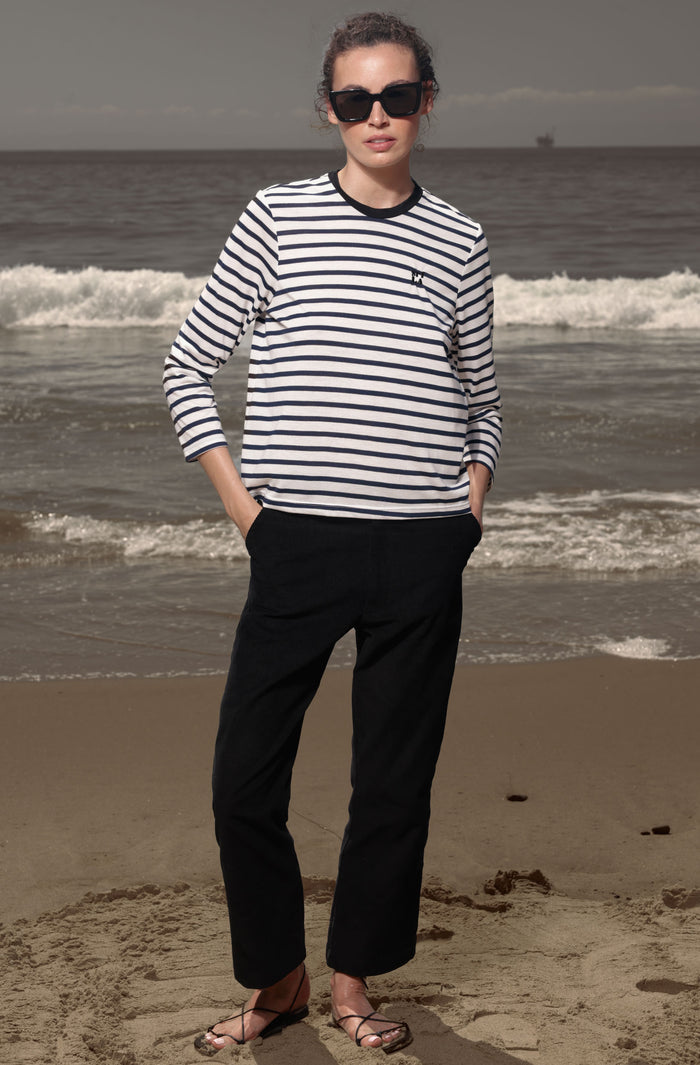 SRF LA Drake Tee - White & Blue Stripes