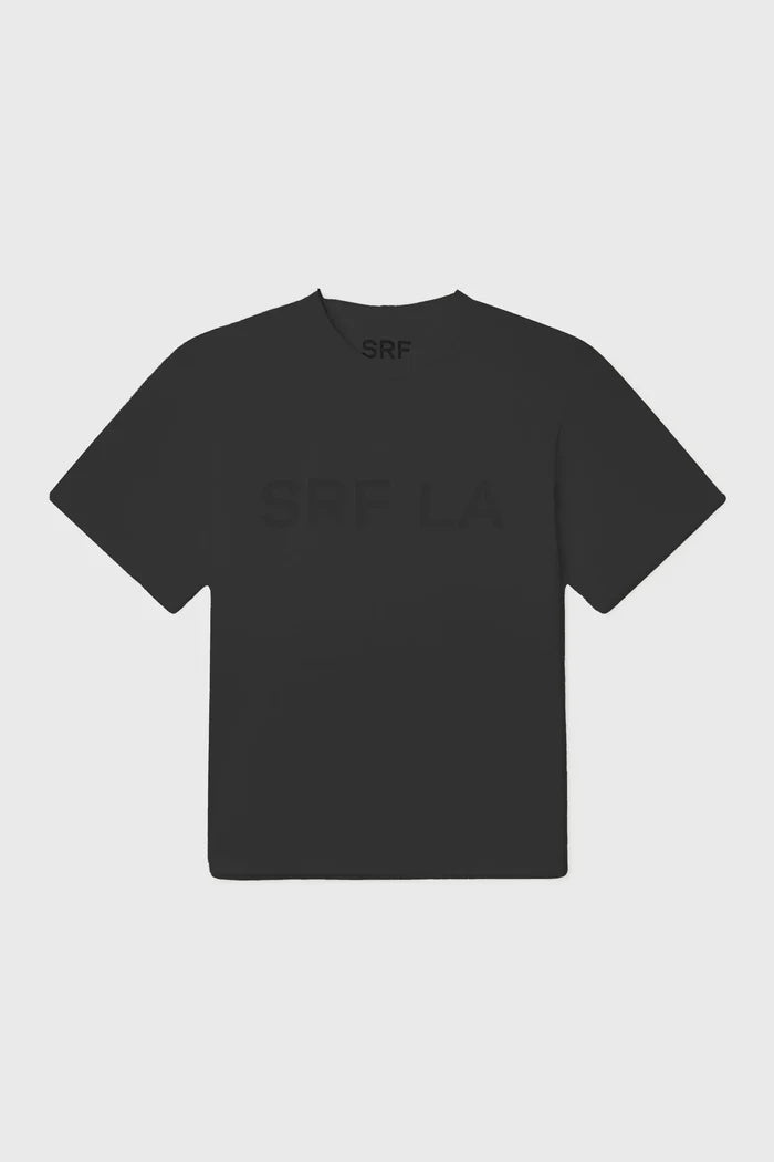 SRF LA Mustache Tee - Black on Black - Heidi Merrick