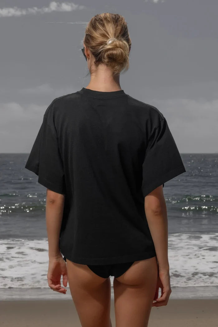 SRF LA Mustache Tee - Black on Black - Heidi Merrick