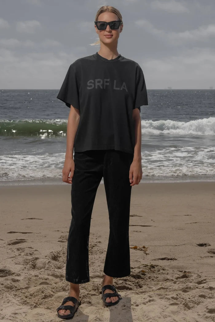 SRF LA Mustache Tee - Black on Black - Heidi Merrick