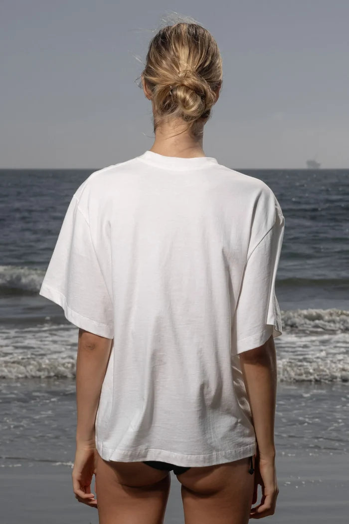 SRF LA Mustache Tee - Antique Cream on White - Heidi Merrick