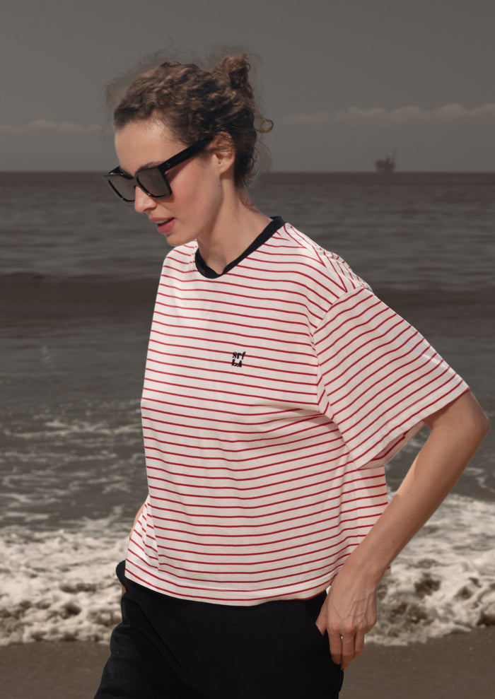 SRF LA Sailor Tee - White & Red Stripes
