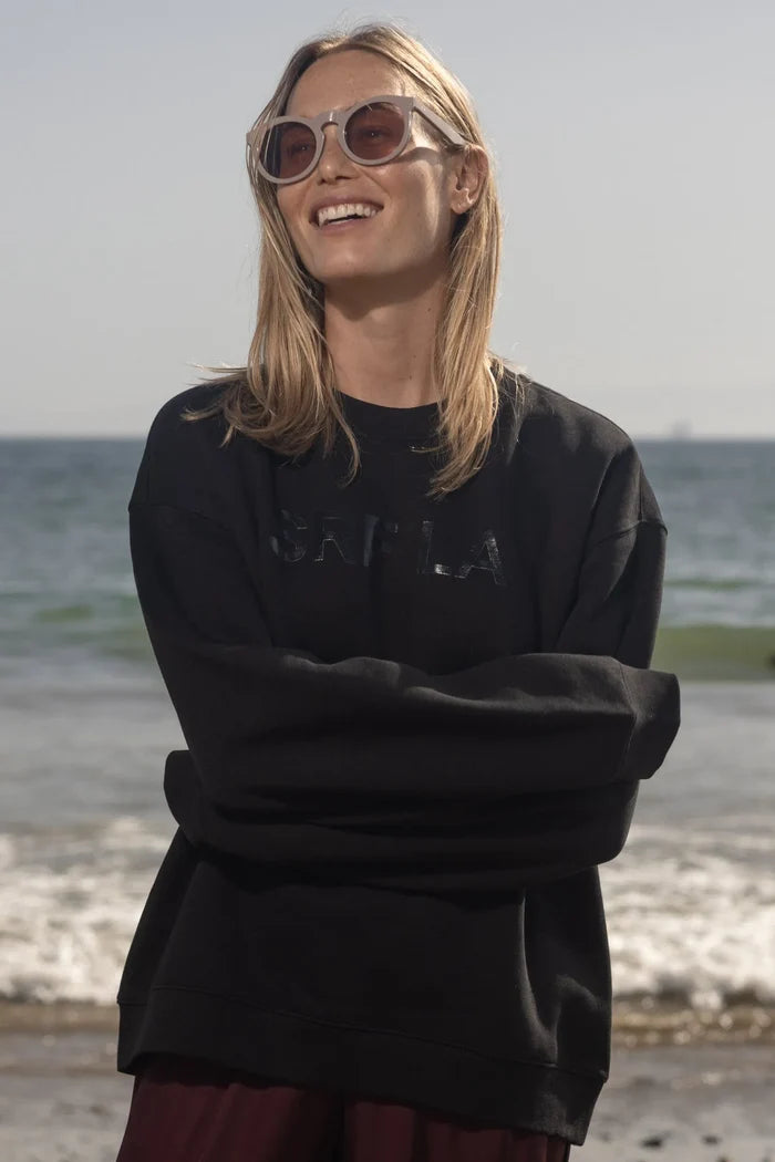 SRF LA Unisex Crewneck - Black on Black - Heidi Merrick