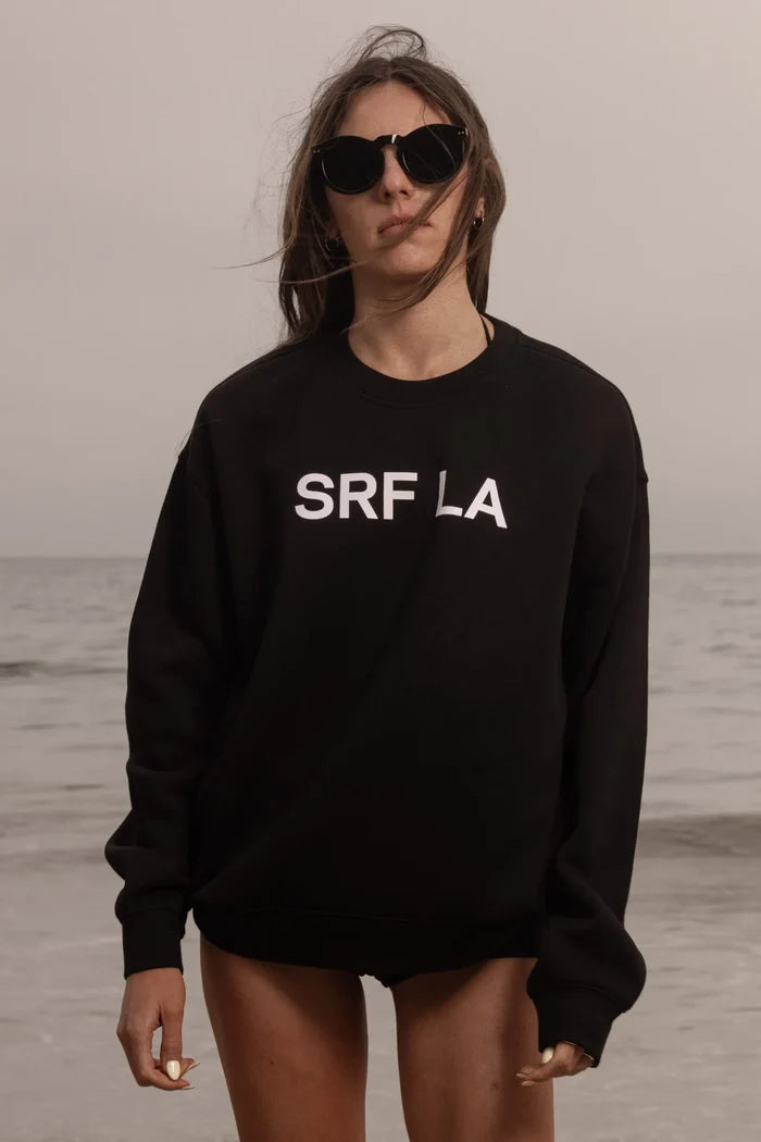 SRF LA Unisex Crewneck - White on Black - Heidi Merrick