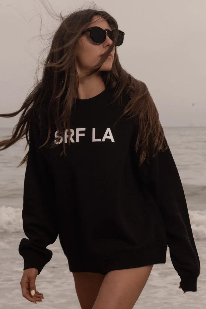 SRF LA Unisex Crewneck - White on Black - Heidi Merrick