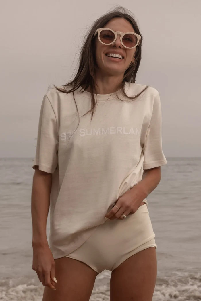 SRF SUMMERLAND Tee - White on Ivory - Heidi Merrick
