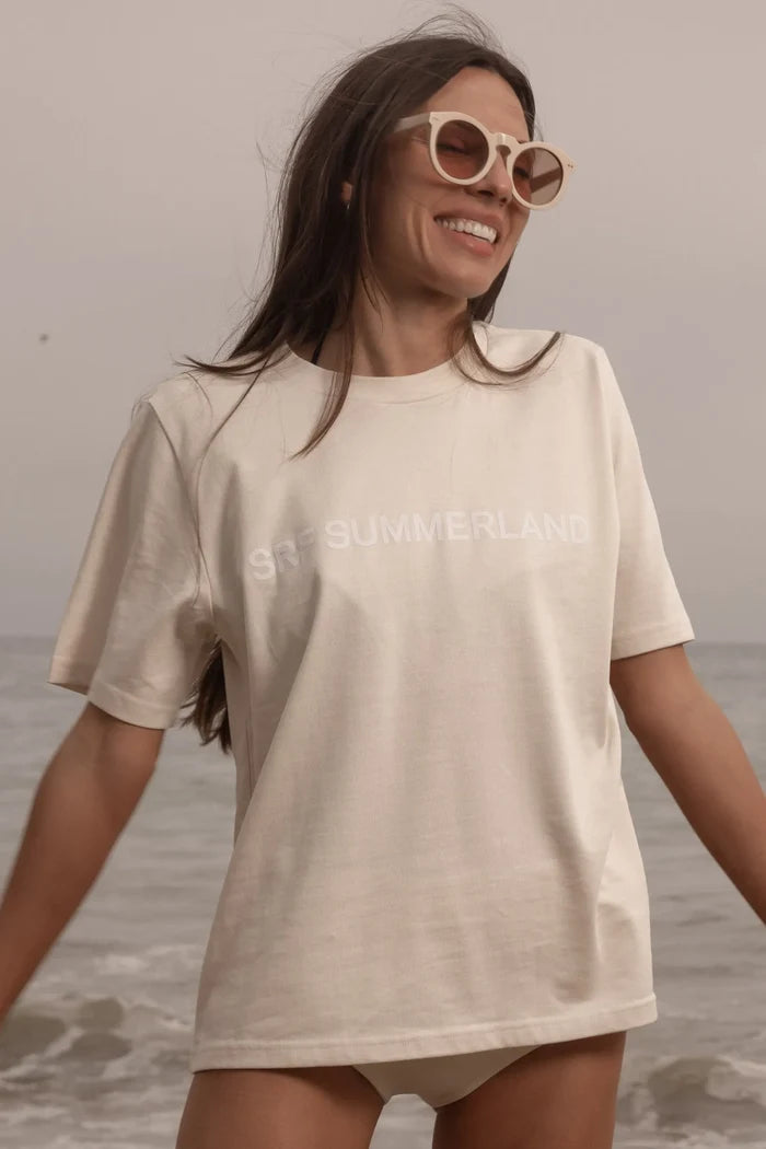 SRF SUMMERLAND Tee - White on Ivory - Heidi Merrick