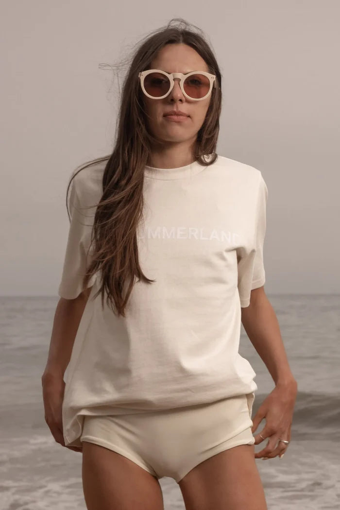 SRF SUMMERLAND Tee - White on Ivory - Heidi Merrick