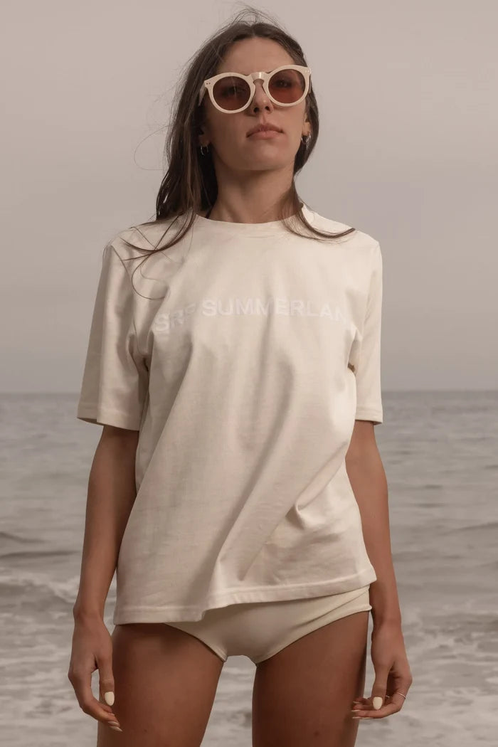 SRF SUMMERLAND Tee - White on Ivory - Heidi Merrick