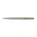 Vintage Parker 45 Brushed Stainless Steel Gold Trim Ballpoint Flat Top