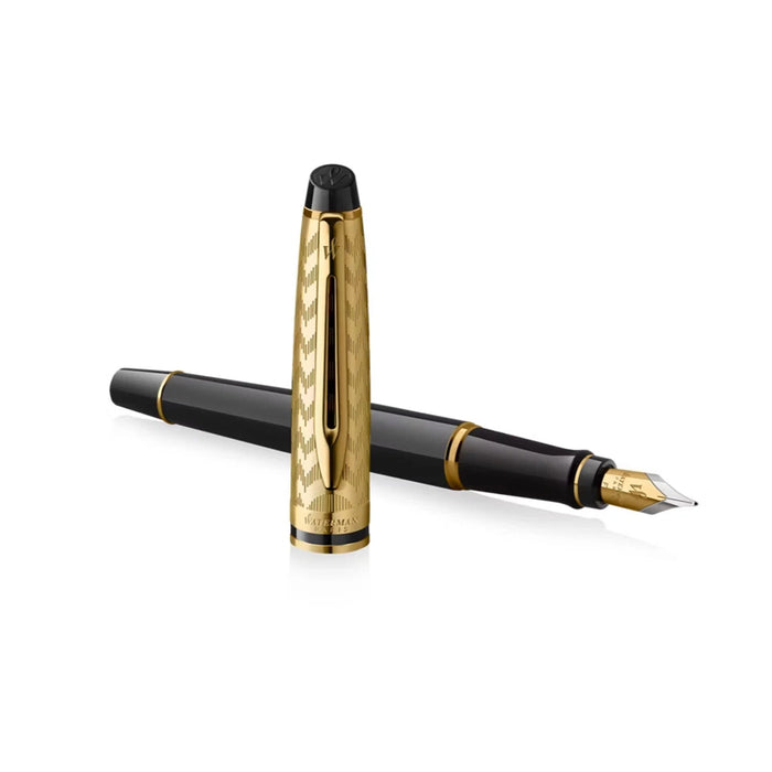 Waterman Expert Deluxe Opera Collection Black Gold Trim Fountain Pen - Medium 2225138 Gift Box